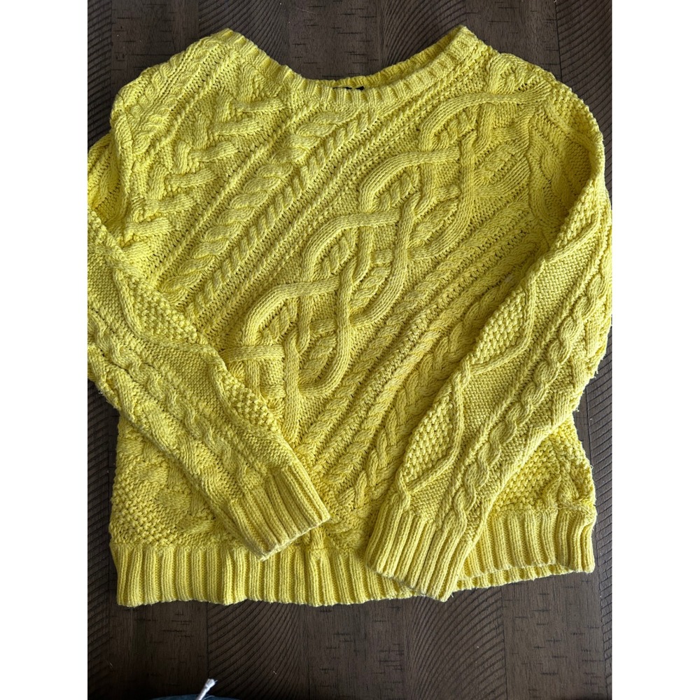 Polo Ralph Lauren Vintage Chunky Cable Knit Sweater Yellow Size L 100% Cotton